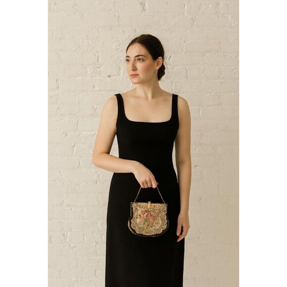 Vintage Antique Needlepoint Purse – Possibly English Mid-Century Floral Handbag - Picture 1 of 8